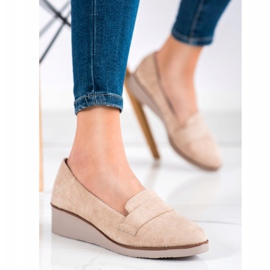 Suede Lords sur la semelle compensée VINCEZA beige 1