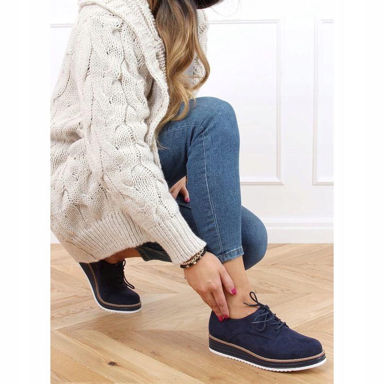 Mocassins à lacets femme bleu marine 8988-45 Bleu 2