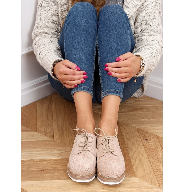 Mocassins à lacets femme beige 8988-45 Beige 2 Mocassins à lacets femme beige 8988-45 Beige 2