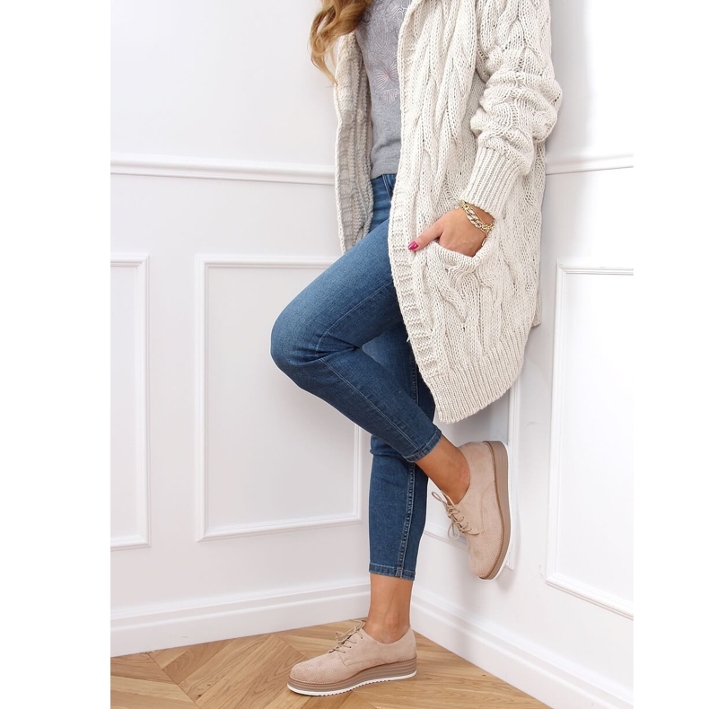 Mocassins à lacets femme beige 8988-45 Beige 1 Mocassins à lacets femme beige 8988-45 Beige 1