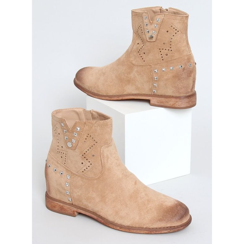 Boots ajourées à talon caché beige NC1126 Beige 1
