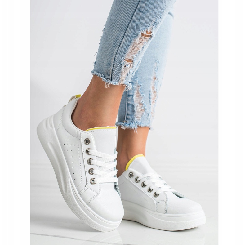 SHELOVET Baskets à la mode sur la plate-forme blanc 2