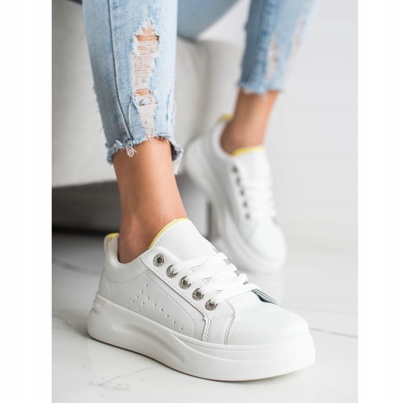 SHELOVET Baskets à la mode sur la plate-forme blanc 1