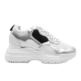 Baskets blanches sur le coin Alexandra le noir argent 4