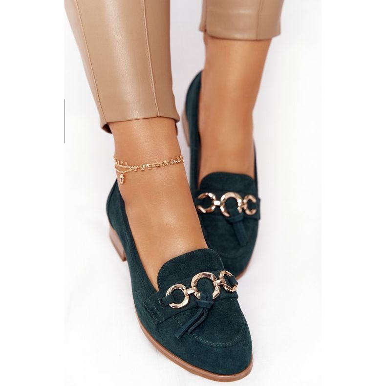 Mocassins Élégants Pour Femmes Vinceza 10585 Daim Vert d'or 2