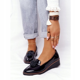 Chaussures Élégantes Sur Compensée Vinceza 10580 Laqué Noir 1