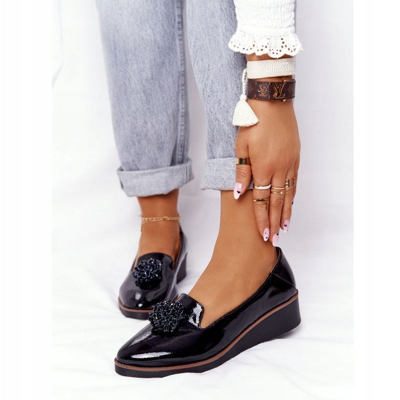 Chaussures Élégantes Sur Compensée Vinceza 10580 Laqué Noir 1