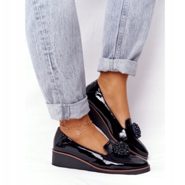 Chaussures Élégantes Sur Compensée Vinceza 10580 Laqué Noir 2