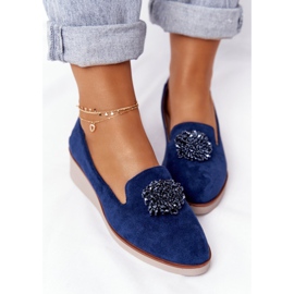 Chaussures Compensées Élégantes Vinceza 10580 Daim Bleu Marine 2