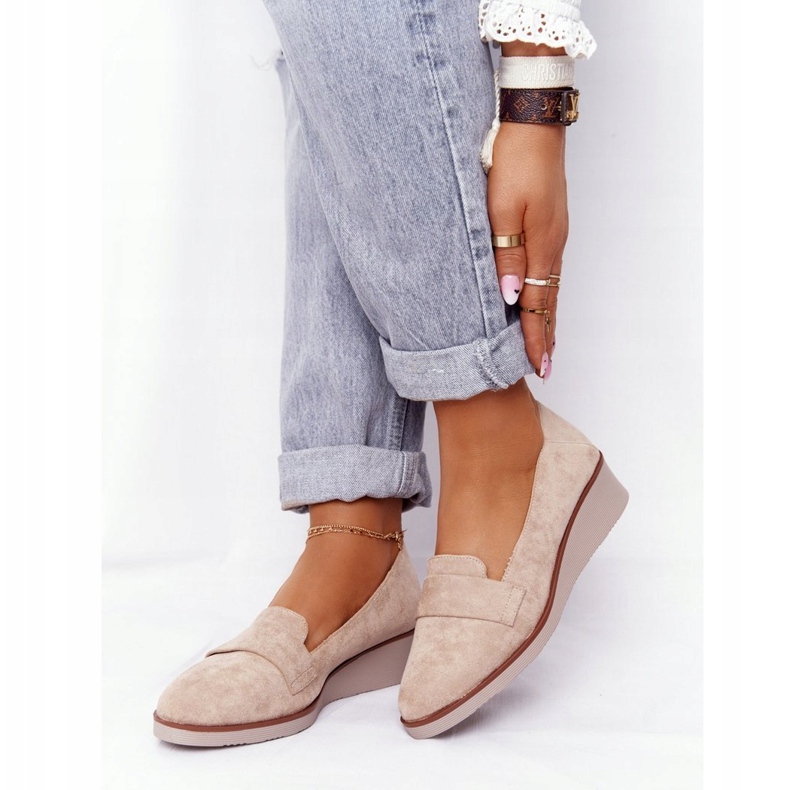 Chaussures Compensées Élégantes Vinceza 10599 Daim Beige 1