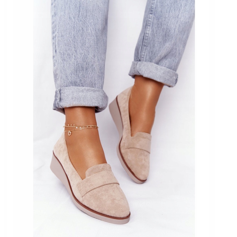 Chaussures Compensées Élégantes Vinceza 10599 Daim Beige 2