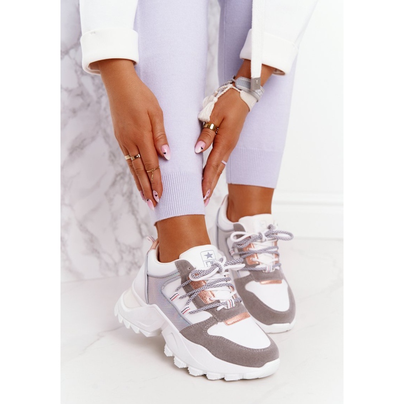 EVE Baskets Femme On A Massive Sole Power White blanc gris 2
