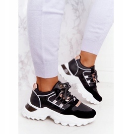 EVE Baskets pour femmes sur une semelle puissante noire massive doré 2