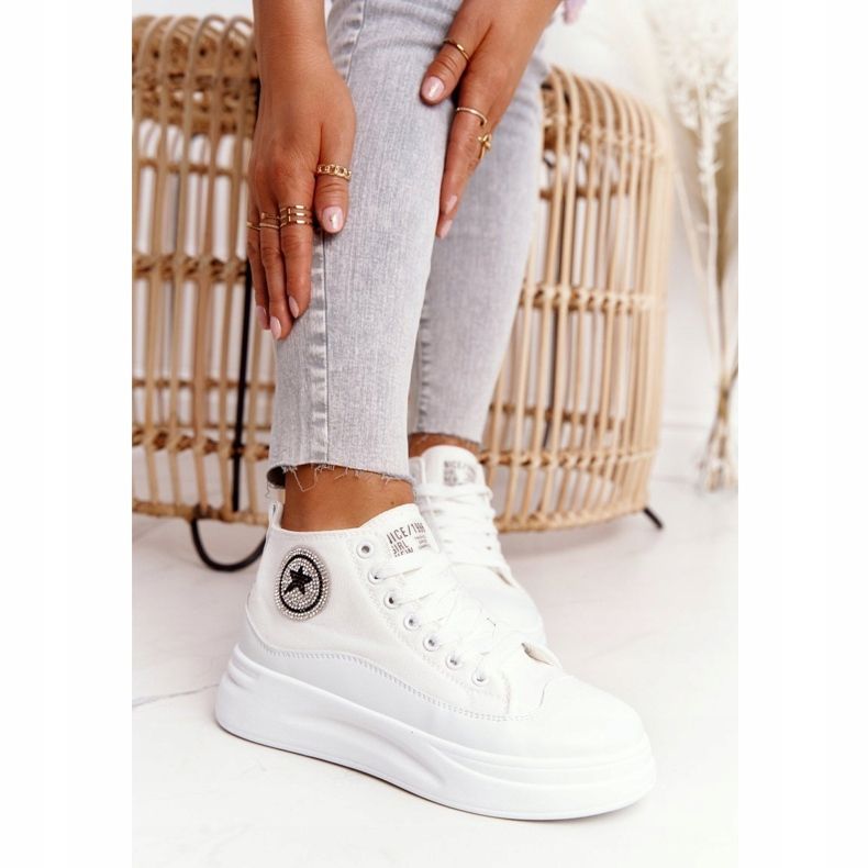 Baskets Hautes Femme Sur La Plateforme Blanches Nice Girl 2