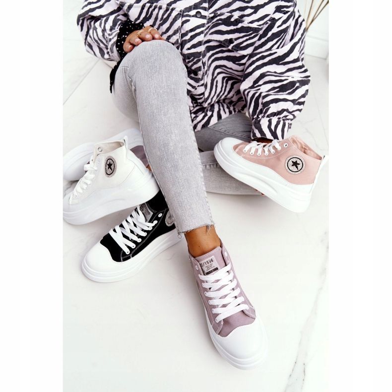 Baskets hautes pour femmes sur la plate-forme noire Nice Girl blanc 1