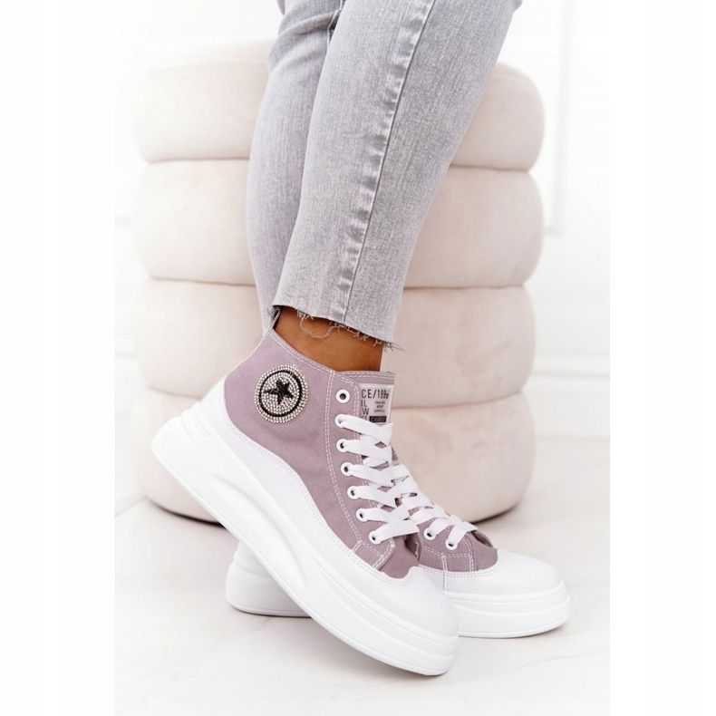 Baskets Hautes Pour Femmes Sur La Plateforme Grise Nice Girl blanc 1