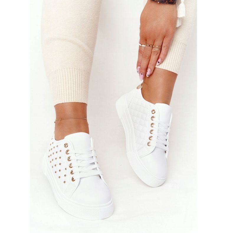 PS1 Sneakers Femme Avec Quilting Fondness Or Blanc doré 1
