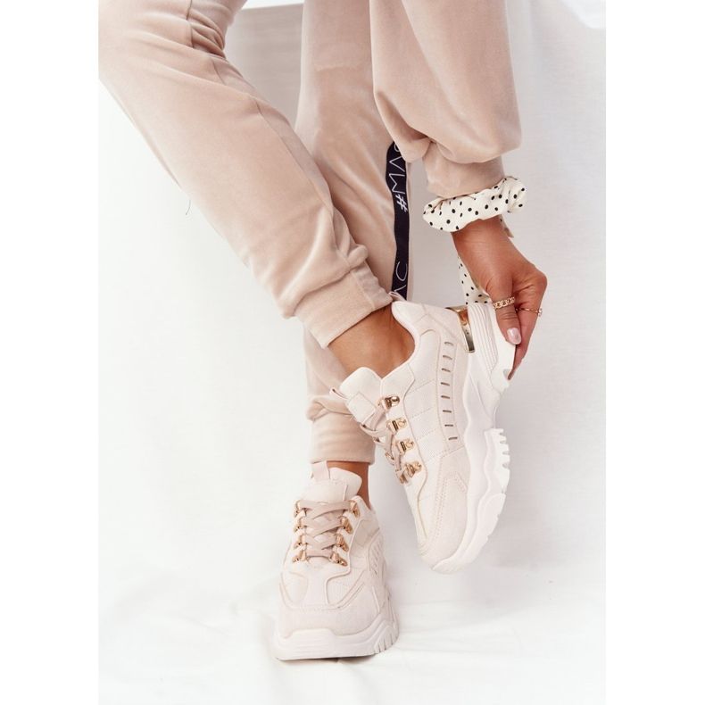 PS1 Baskets Femme Beige Good Mood Sur Large Semelle 1