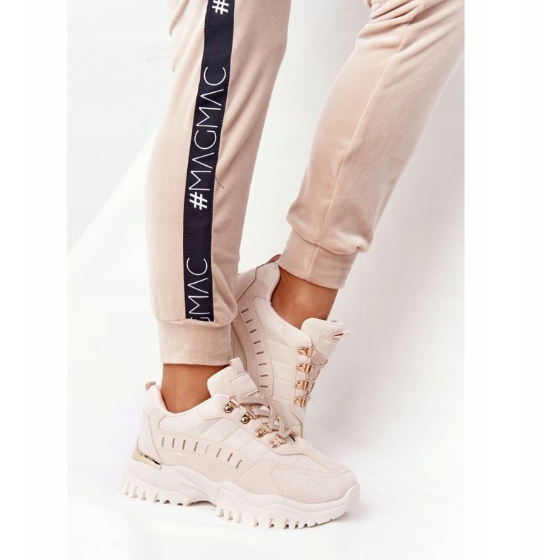 PS1 Baskets Femme Beige Good Mood Sur Large Semelle 2