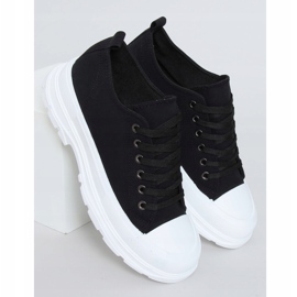 Baskets femme noires (semelle blanche) LA122 Noir le noir 1
