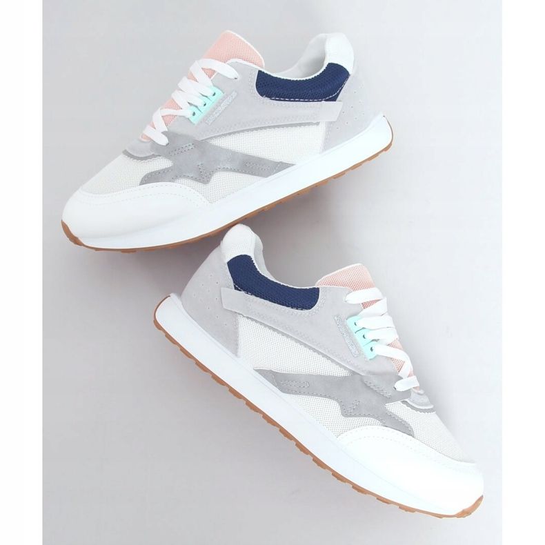 Chaussures de sport femme multicolores NB372 Blanc blanche bleu marin rose argent gris 1