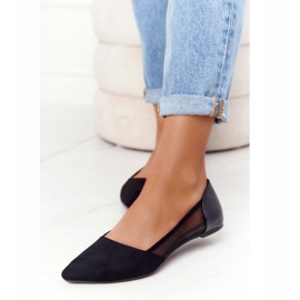 Ballerines En Daim Noir En Spitz Avec Filet le noir 4
