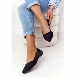 Ballerines En Daim Noir En Spitz Avec Filet le noir 3
