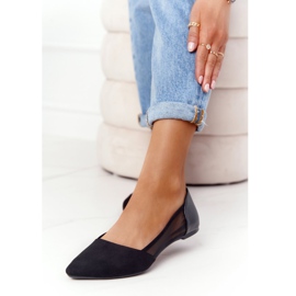 Ballerines En Daim Noir En Spitz Avec Filet 2