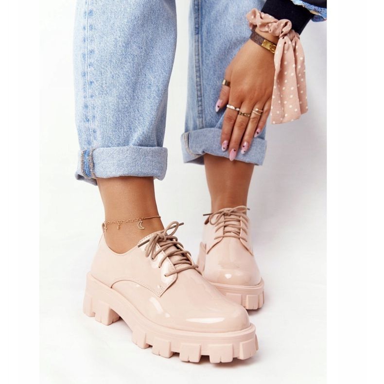 PS1 Richelieus pour femmes sur la plateforme Nude Imogen beige rose 1