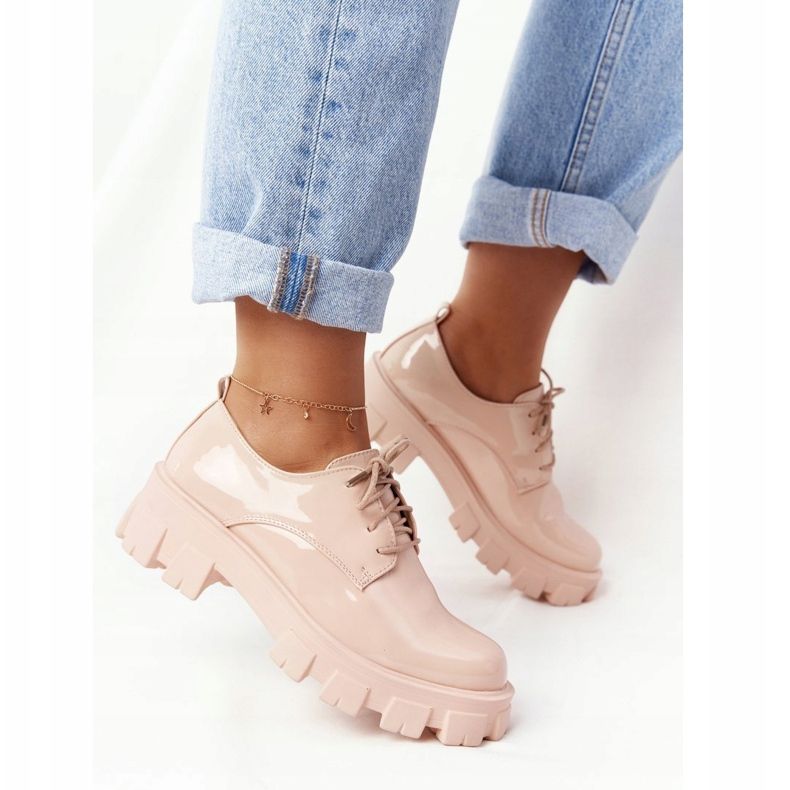 PS1 Richelieus pour femmes sur la plateforme Nude Imogen beige rose 2