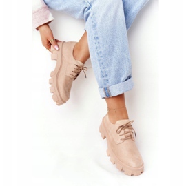 PS1 Chaussures Oxfords pour femmes en daim sur la plate-forme nue Imogen beige rose 4