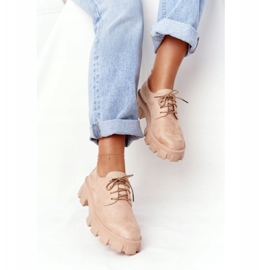 PS1 Chaussures Oxfords pour femmes en daim sur la plate-forme nue Imogen beige rose 3