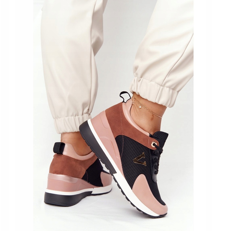 Baskets Compensées Vinceza 10590 Noir-Rose le noir 1