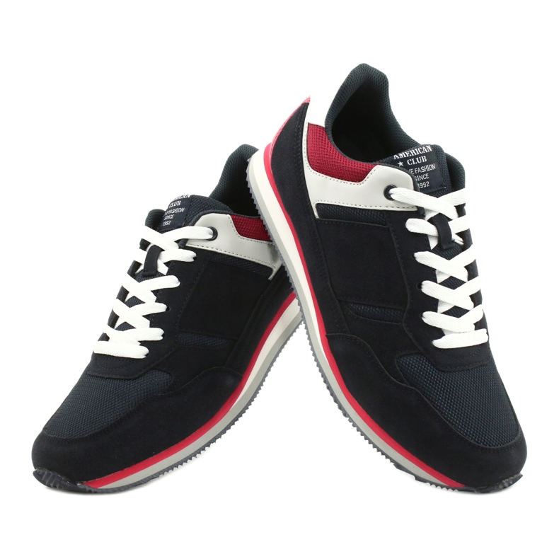 Baskets légères American Club FH12 blanc rouge bleu marine 4
