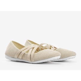 Ballerines en tissu beige LD8E07 3