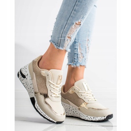 SHELOVET Baskets compensées dorées multicolore 1