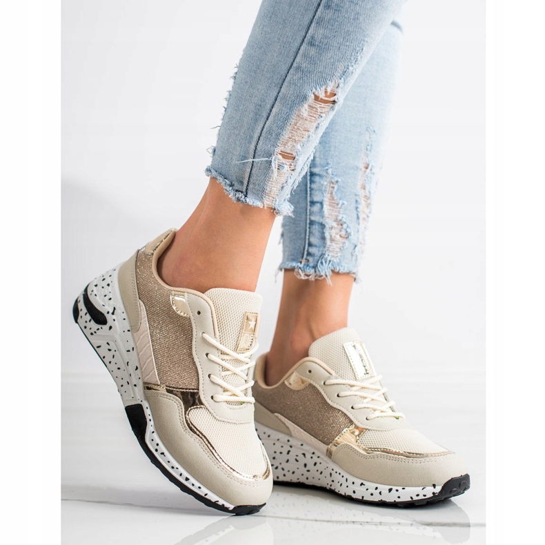 SHELOVET Baskets compensées dorées multicolore 1