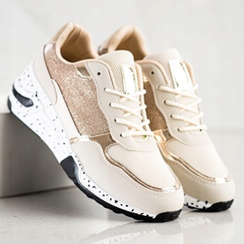 SHELOVET Baskets compensées dorées multicolore 2