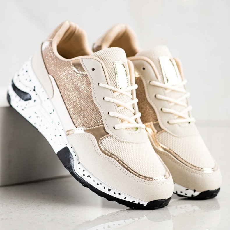 SHELOVET Baskets compensées dorées multicolore 2