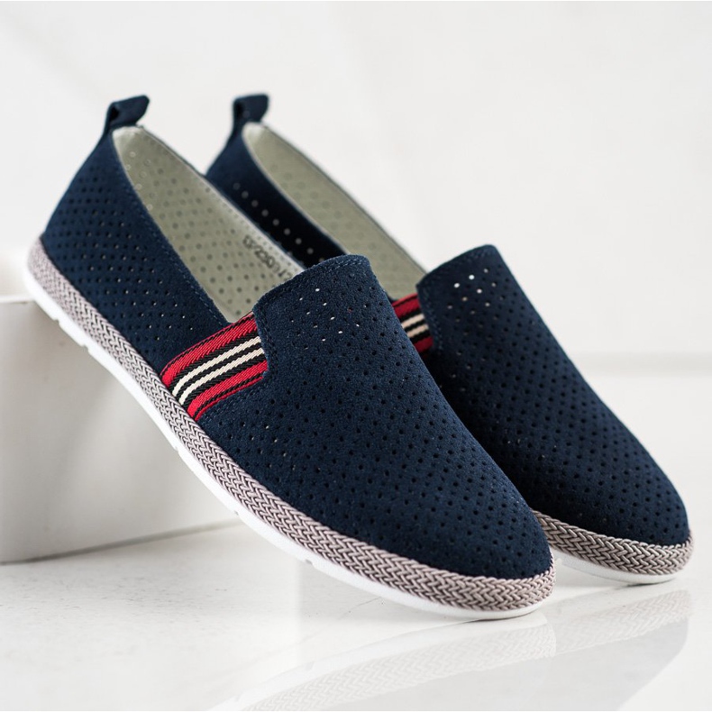 Filippo Slipons en cuir bleu marine 1