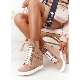Baskets en daim femme BOOCI Golden Letters Bright Camel brun 4