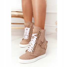 Baskets en daim femme BOOCI Golden Letters Bright Camel brun 1