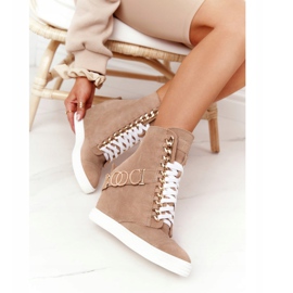 Baskets en daim femme BOOCI Golden Letters Bright Camel brun 3