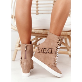 Baskets en daim femme BOOCI Golden Letters Bright Camel brun 7