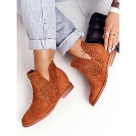S.Barski Boots ajourées sur le compensé S. Barski Camel brun 5