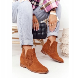 S.Barski Boots ajourées sur le compensé S. Barski Camel brun 2