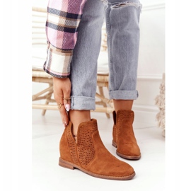 S.Barski Boots ajourées sur le compensé S. Barski Camel brun 3