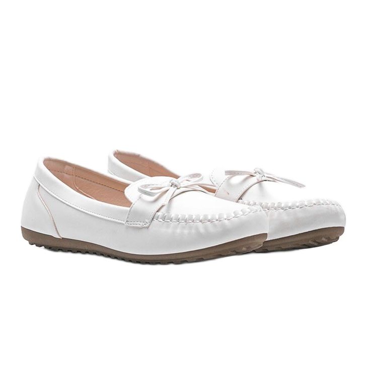 Mocassins blancs mats à nœud Deborah 1