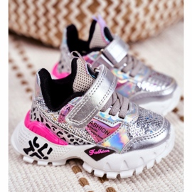 FRROCK Chaussures de sport pour enfants avec velcro argent Be Happy gris 1 FRROCK Chaussures de sport pour enfants avec velcro argent Be Happy gris 1