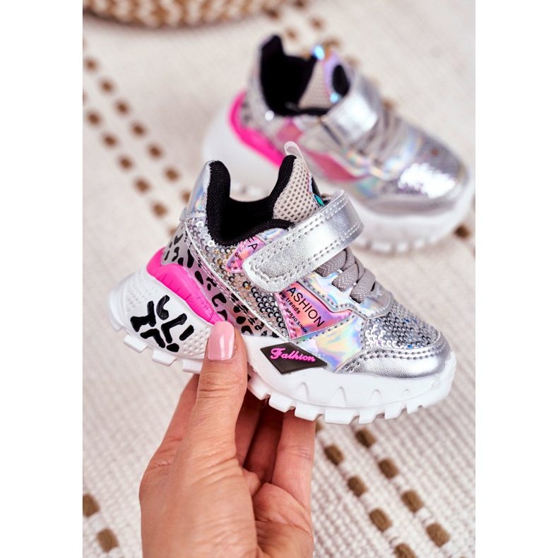 FRROCK Chaussures de sport pour enfants avec velcro argent Be Happy gris 2 FRROCK Chaussures de sport pour enfants avec velcro argent Be Happy gris 2